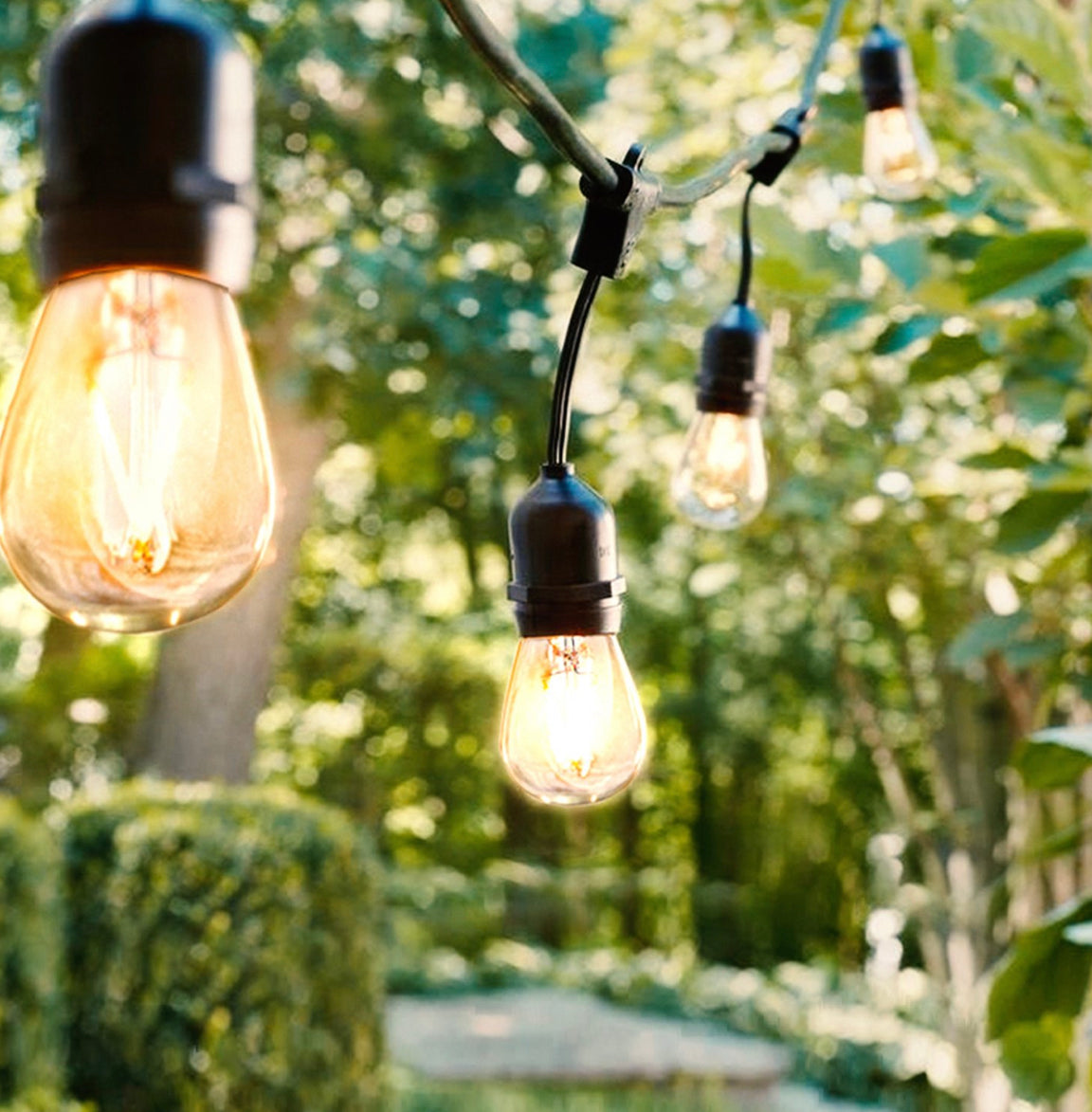 24Ft Plug-In LED Outdoor String Lights Waterproof Dimmable 2W Vintage Edison Bulbs