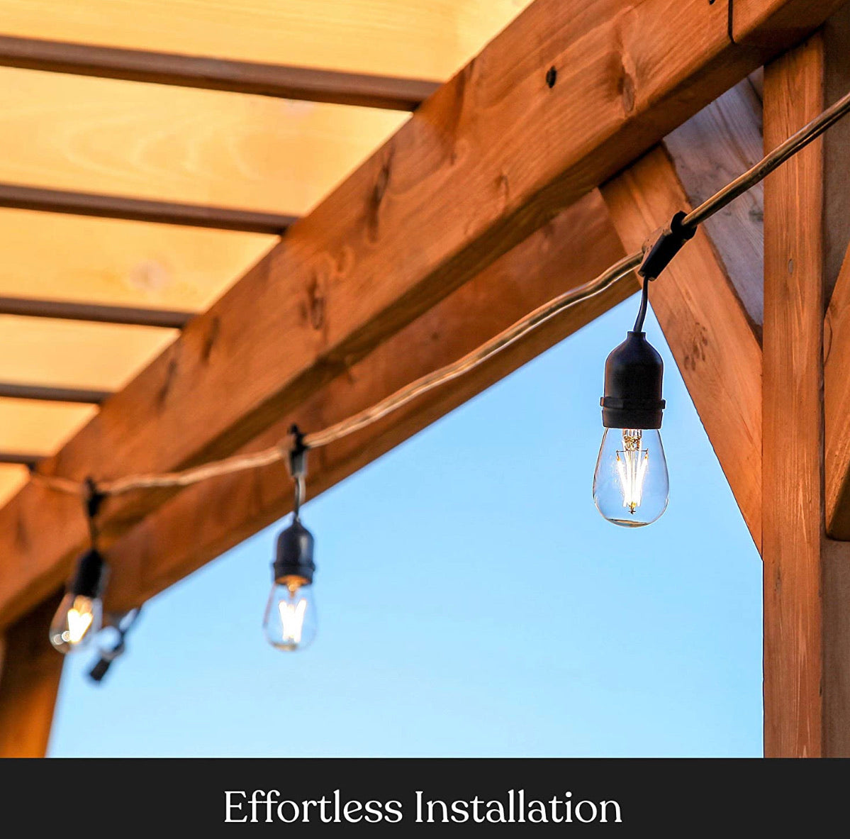 24Ft Plug-In LED Outdoor String Lights Waterproof Dimmable 2W Vintage Edison Bulbs