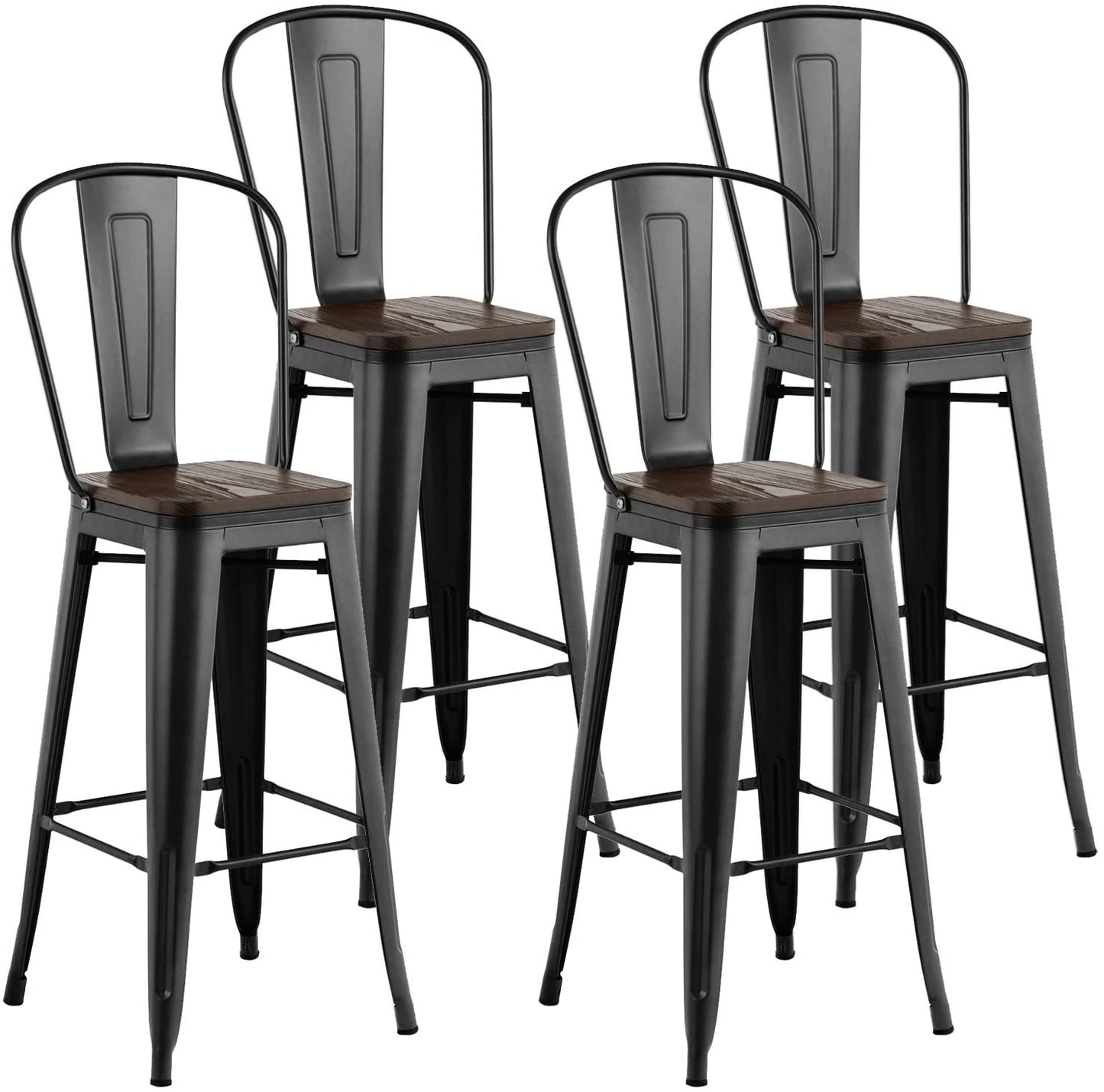 BAR STOOLS with backs 30" high - 4 Pack