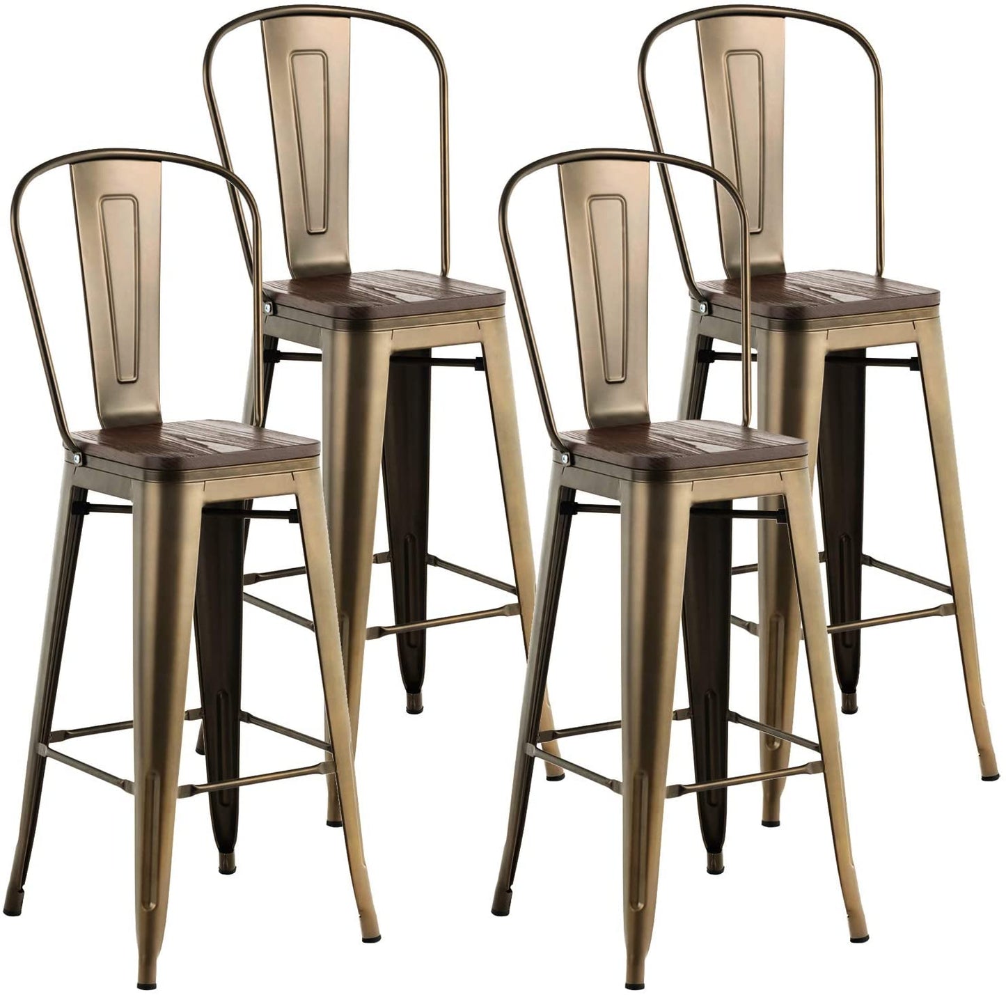 BAR STOOLS with backs 30" high - 4 Pack