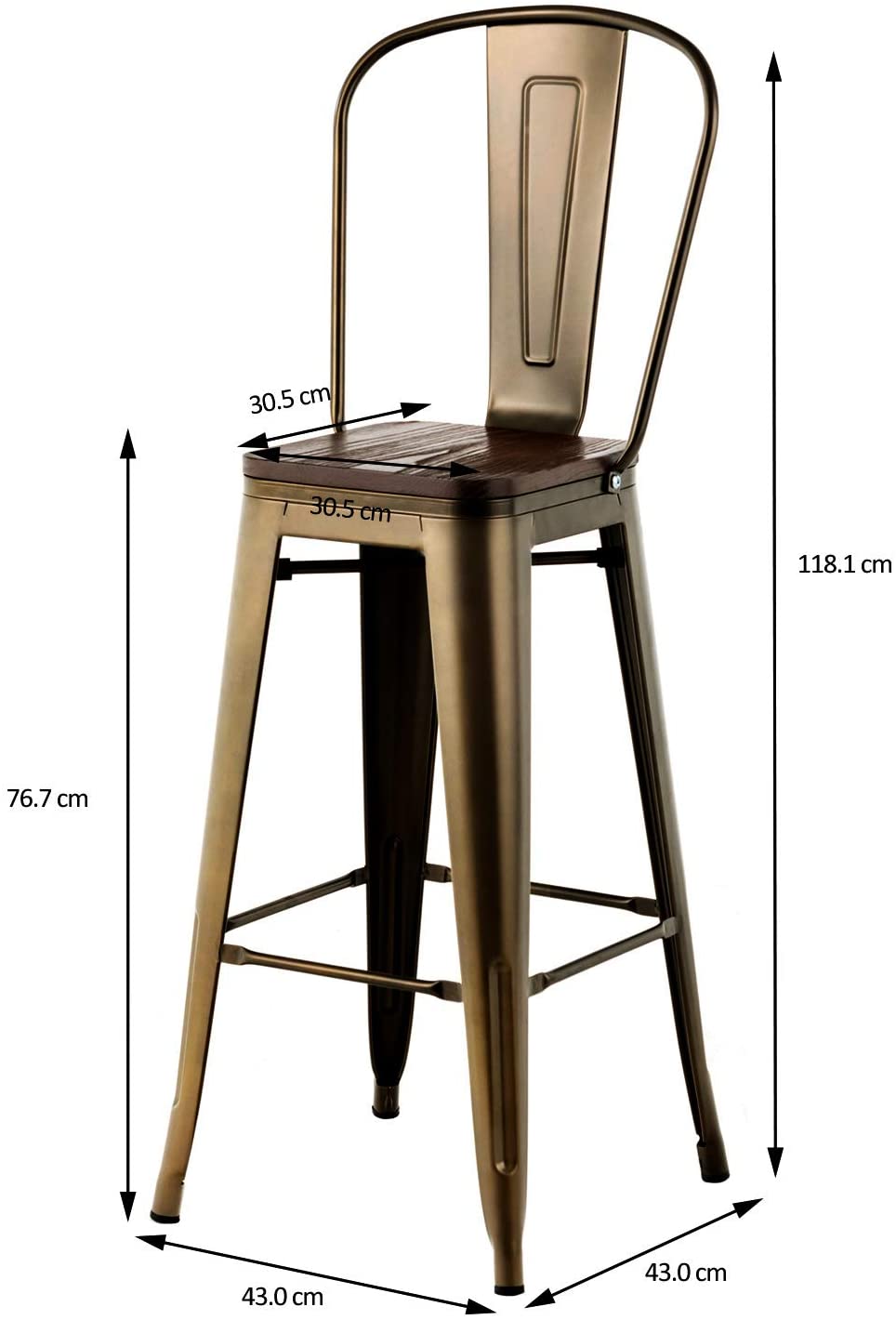 BAR STOOLS with backs 30" high - 4 Pack