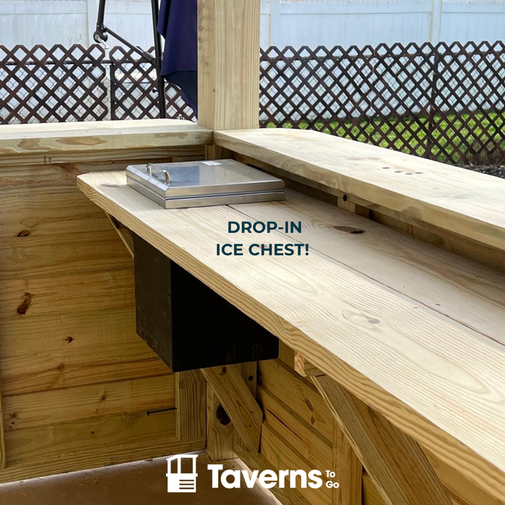 Drop-in Ice Chest, Stainless Steel Commercial Ice Bin with Cover, 40 qt Outdoor Kitchen Ice Bar, Drain-Pipe and Drain Plug Included