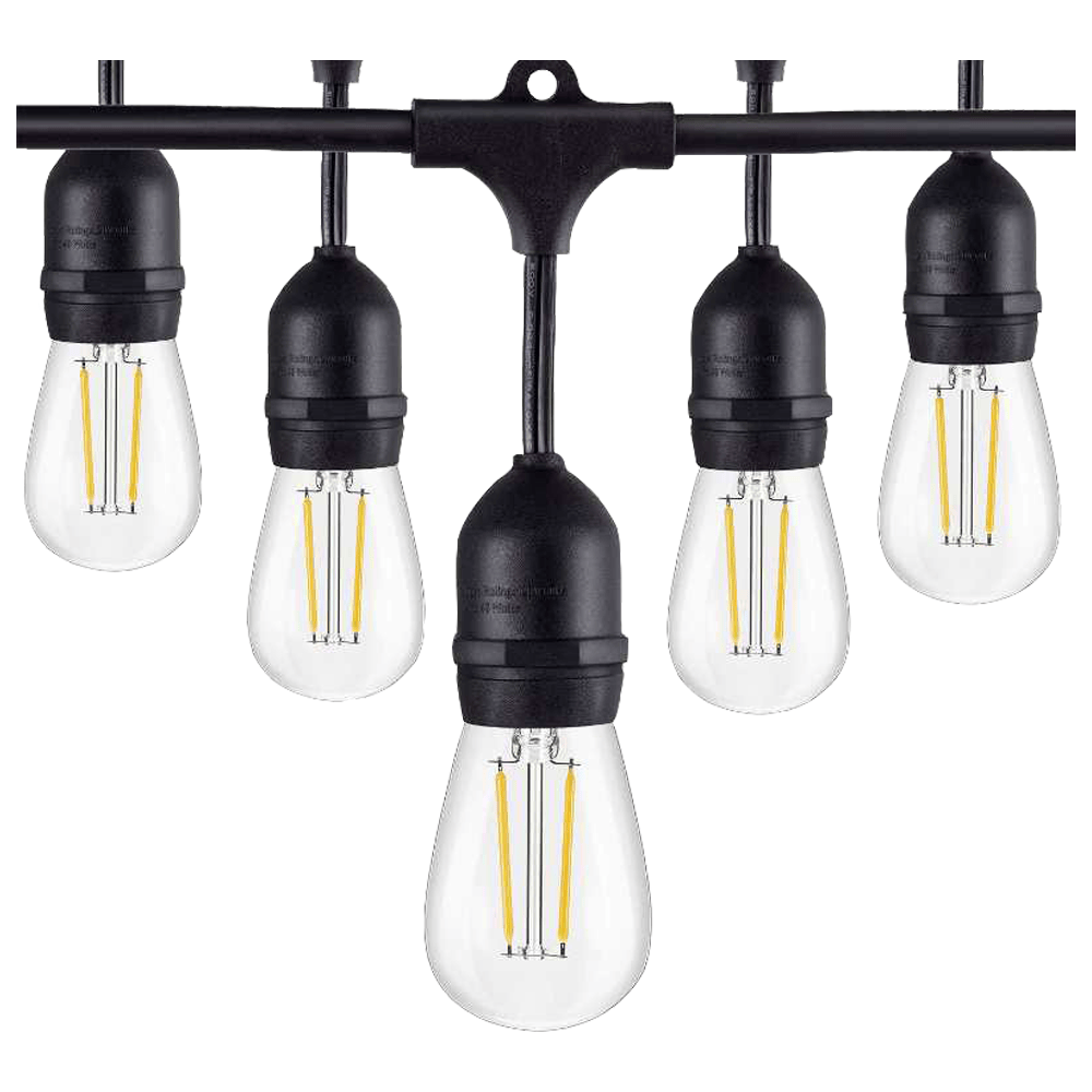 SL101 3000K Warm White LED Low Voltage Bistro String Lights 48 FT Outdoor Weatherproof 12V Edison Bulbs