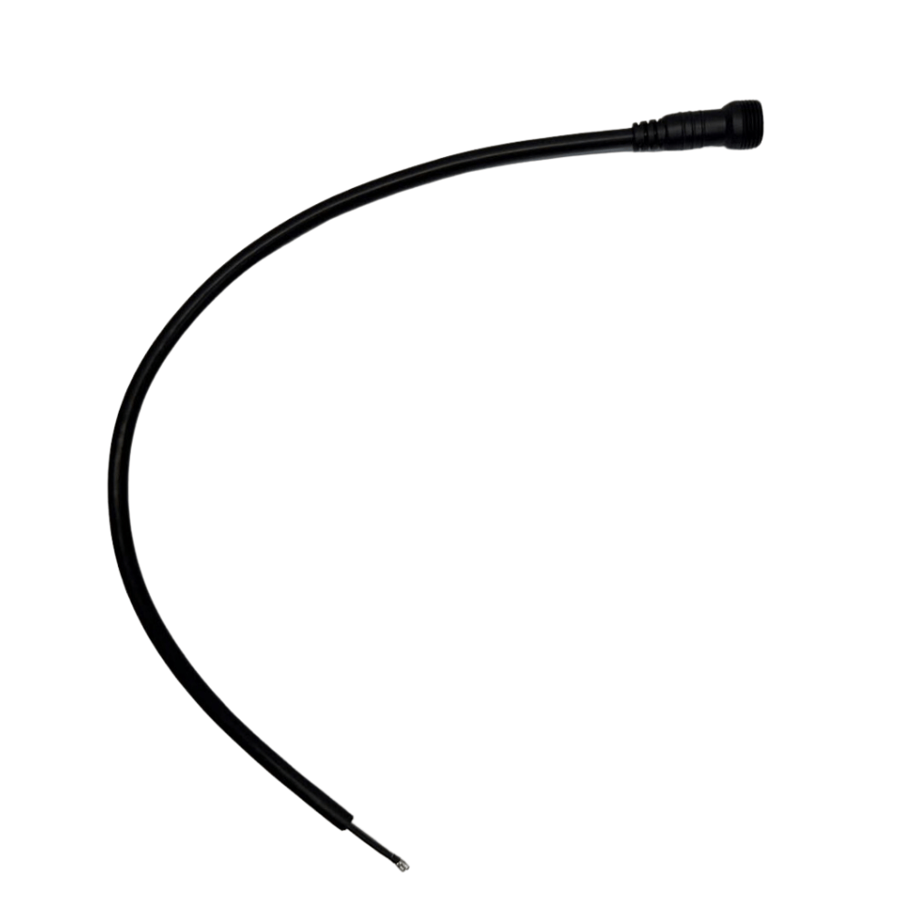 Black flexible cable on a white background