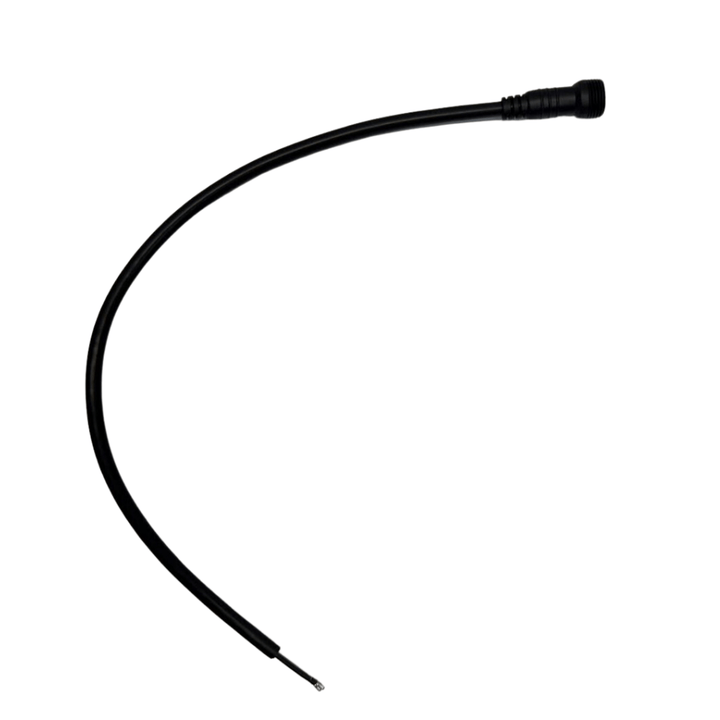 Black flexible cable on a white background