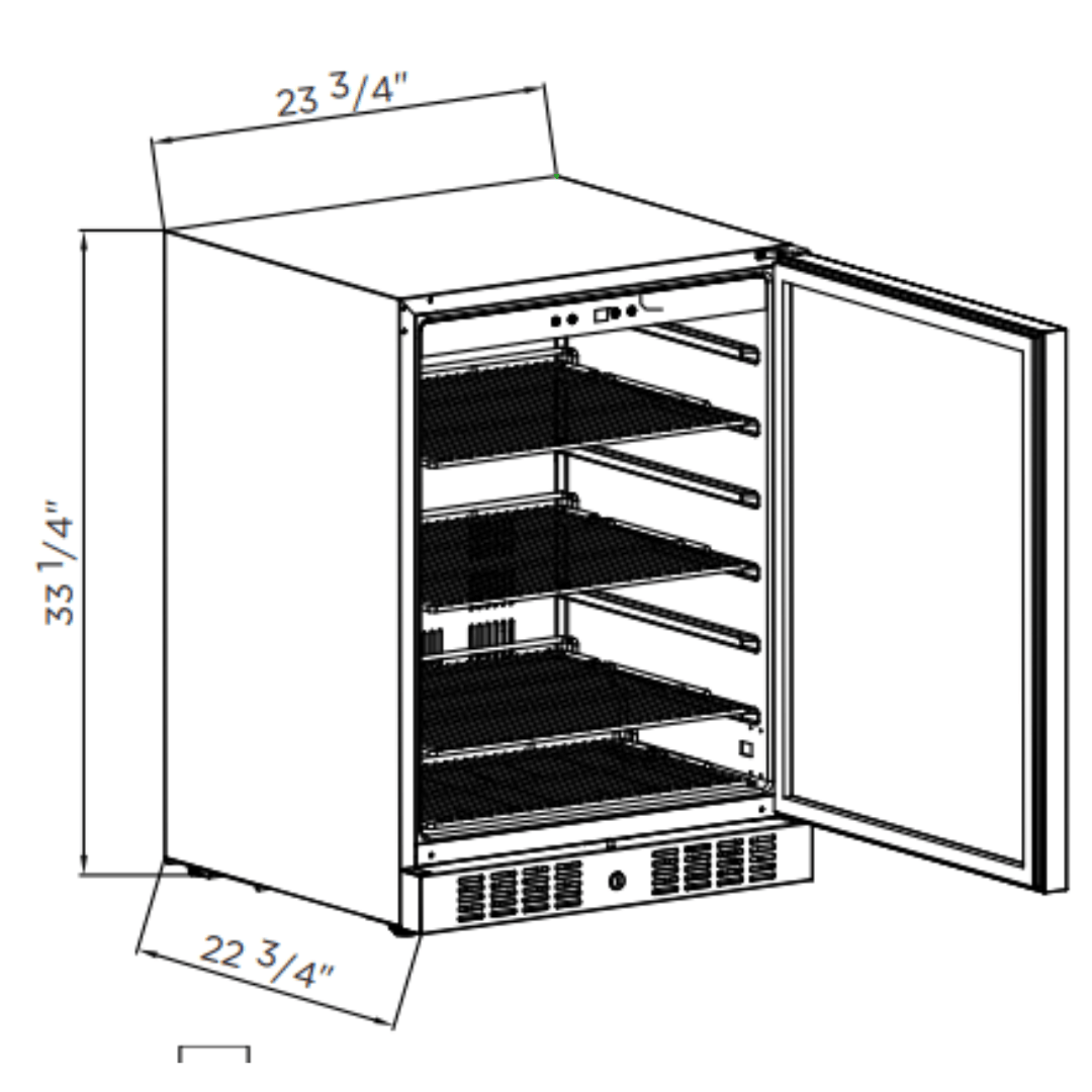 24" COYOTE Outdoor Refrigerator Right/Left Hinge - C1BIR24-R/L - Taverns-To-Go