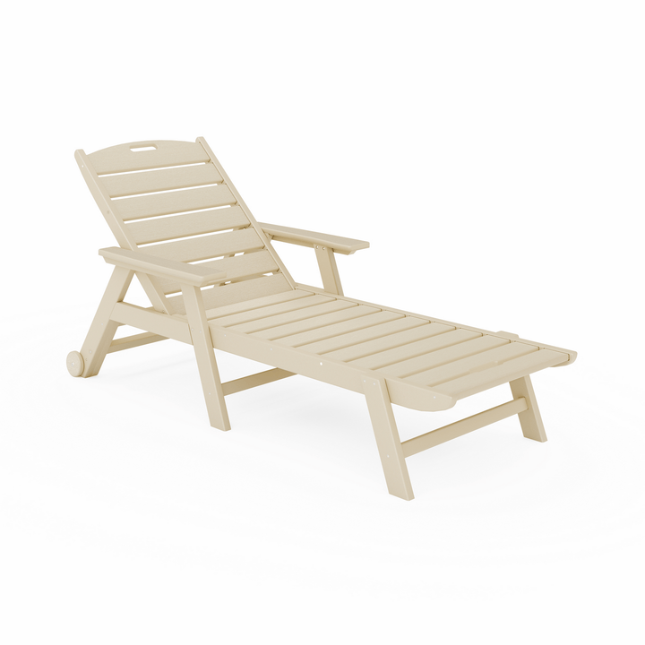 Tan Flat Chaise Lounge