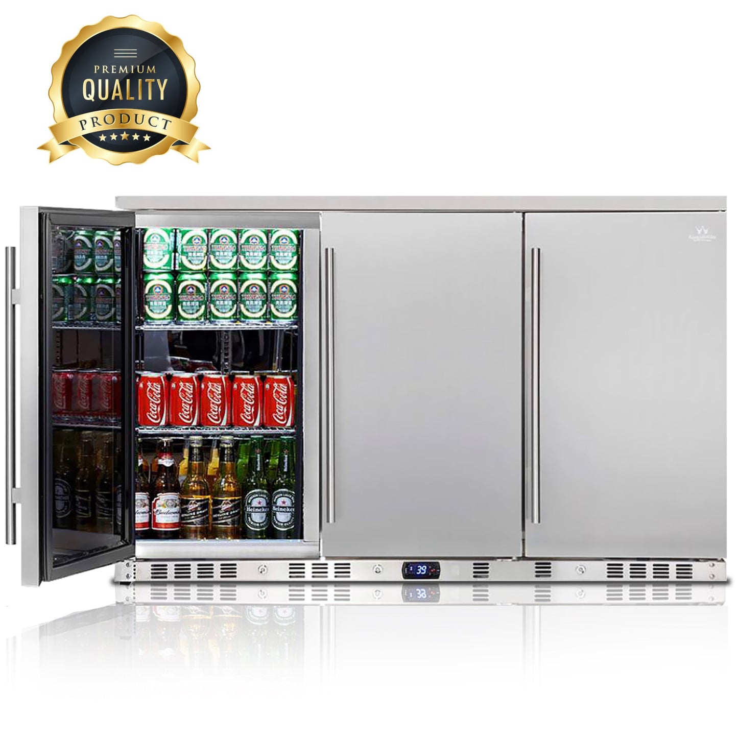 53" KINGS BOTTLE Solid 3-Door Outdoor Beverage Drinks Cooler