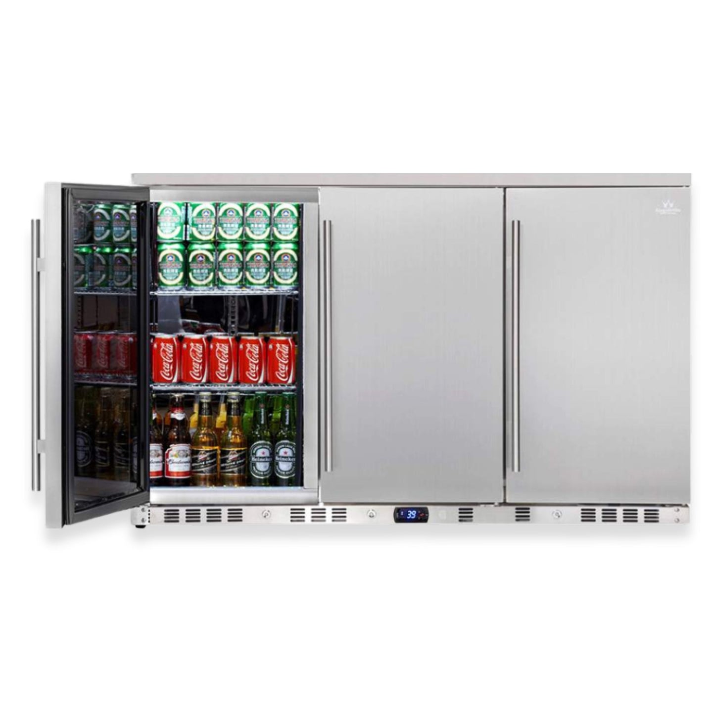53" KINGS BOTTLE Solid 3-Door Outdoor Beverage Drinks Cooler