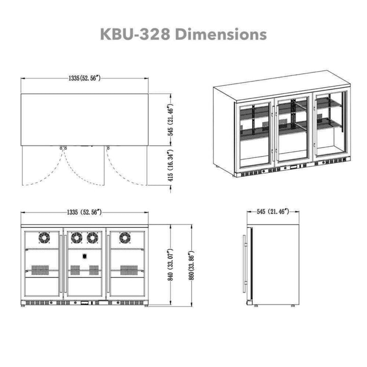 Technical drawing of a kitchen cabinet with dimensions labeled