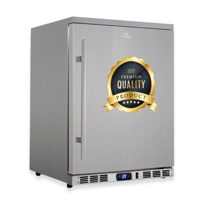 Stainless steel refrigerator with a &