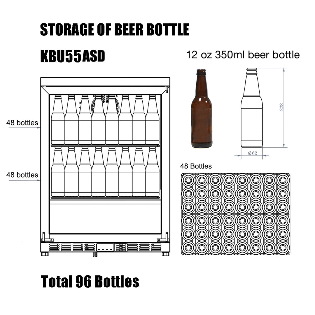Diagram of a beer bottle storage system with a cooler, bottles, and packaging.