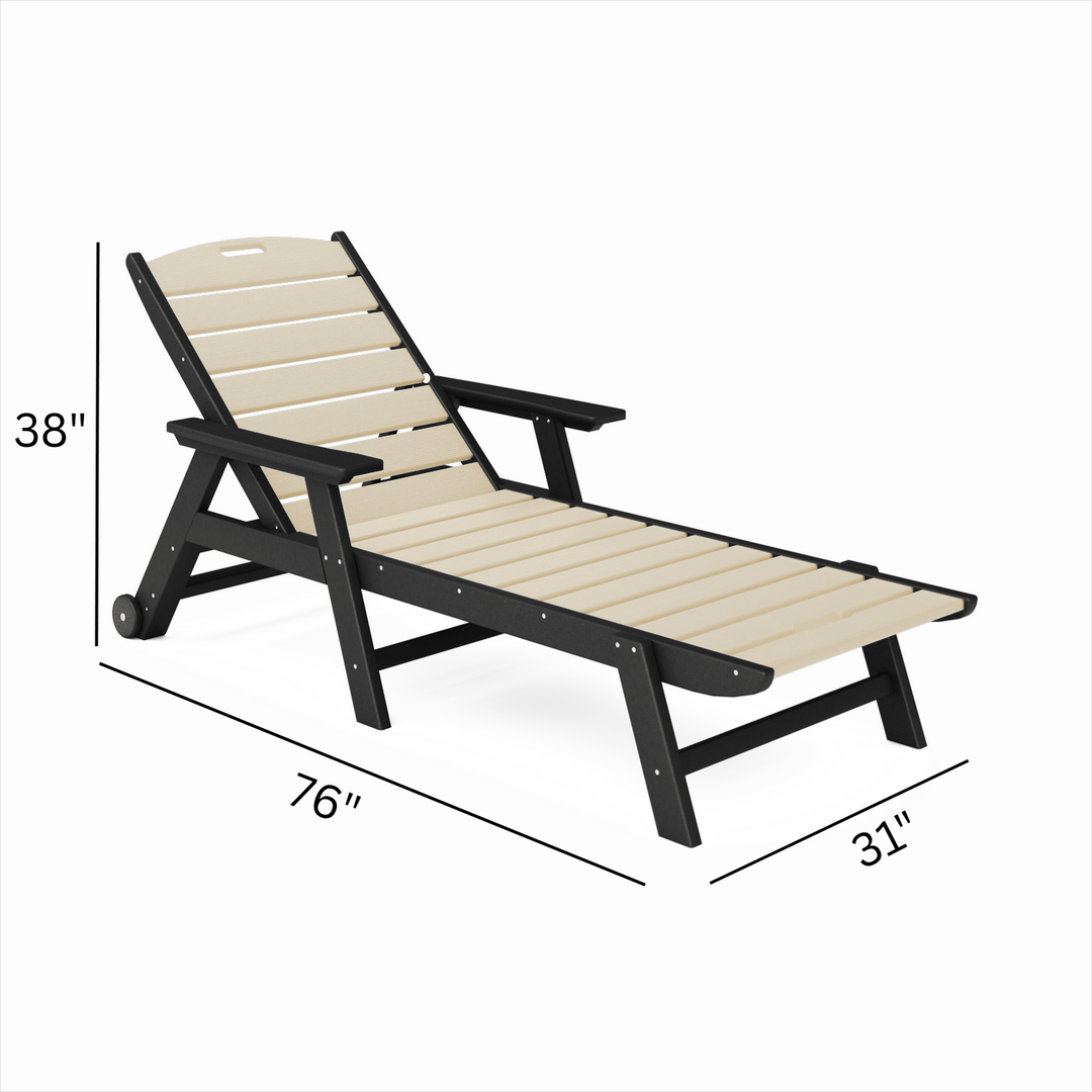 Black and Beige Flat Chaise Lounge