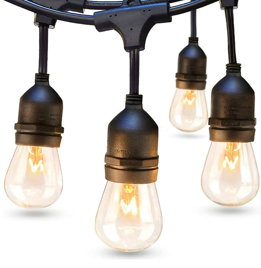 24Ft Plug-In LED Outdoor String Lights Waterproof Dimmable 2W Vintage Edison Bulbs