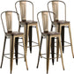 BAR STOOLS with backs 30" high - 4 Pack